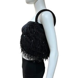 Vintage Inspired‎ Black Sequin and Beaded Fringe Purse